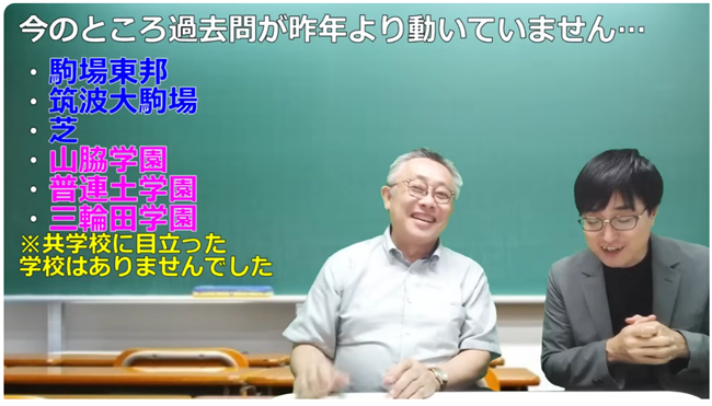 過去問去年より売れていない男子校